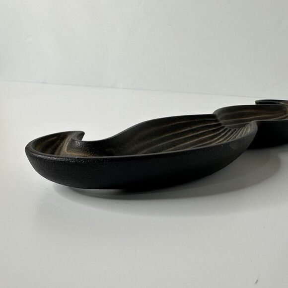 Cast Iron Mustache Trinket Dish 12x3" Whimsical Catchall Coins Keys Jewelry Tray - Picture 5 of 13